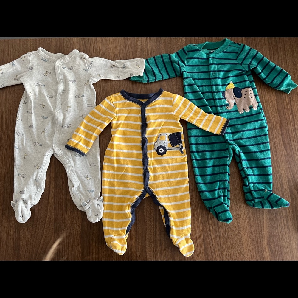 3 Baby Boy Pajamas, 3-6 Months